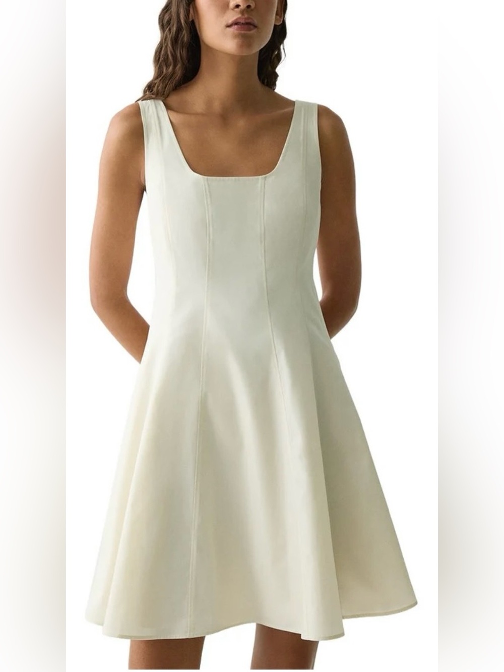 Theory Sleeveless Fit & Flare Dress Eggshell Size 00 NWT $395